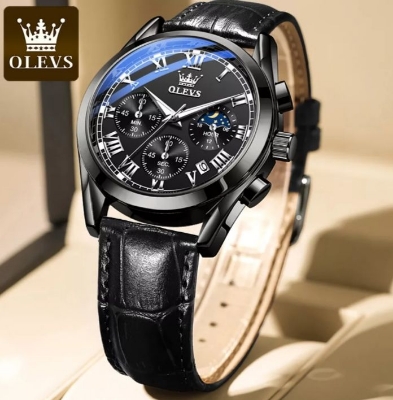 Picture of Olevs_Men Leather Date Function Luxury Smart Fitness Wrist Watch For Men