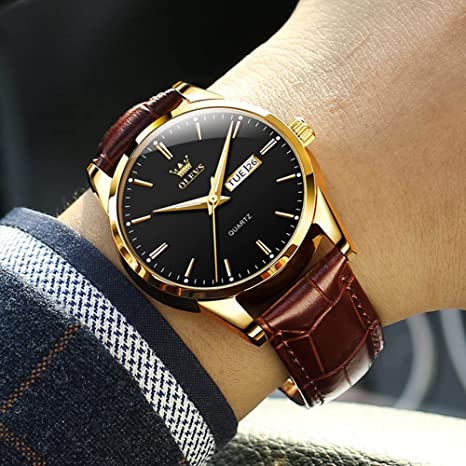 Picture of Ol_evs Brown Pu Leather Analoge Wrist Watch For Men - Watch For Men