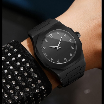 Picture of Arabic Watch Waterproof Men's Quartz Watch Black PC Plastic watch for men - Aura Arabic Watch - Black