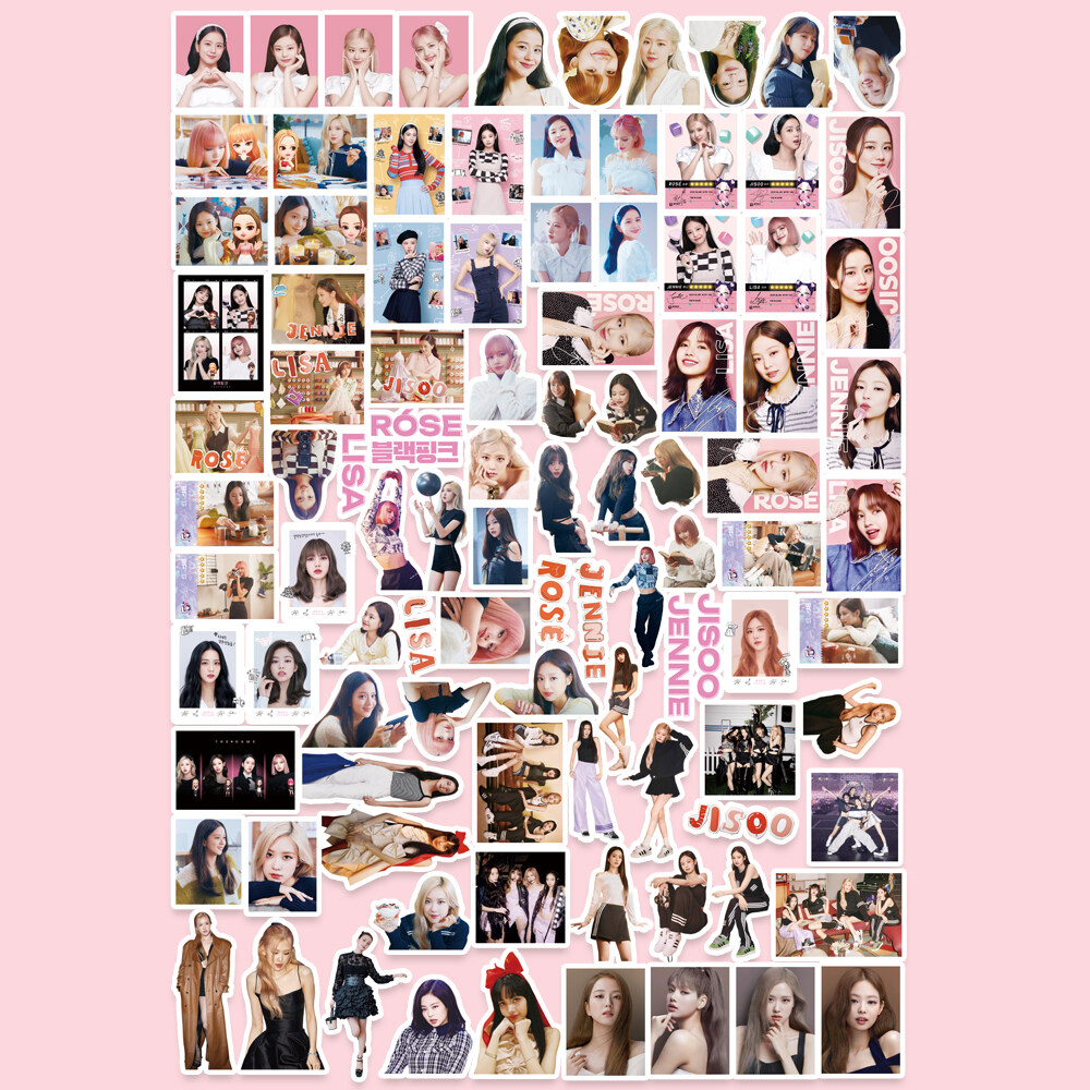 Picture of 100Pcs/Set BlackPink Pattern Stickers PVC Luggage Laptop Guitar Decals Collection Gift