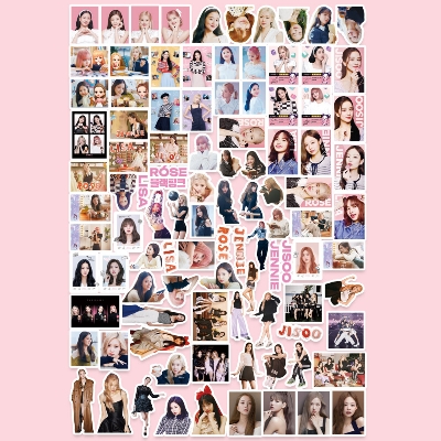 Picture of 100Pcs/Set BlackPink Pattern Stickers PVC Luggage Laptop Guitar Decals Collection Gift