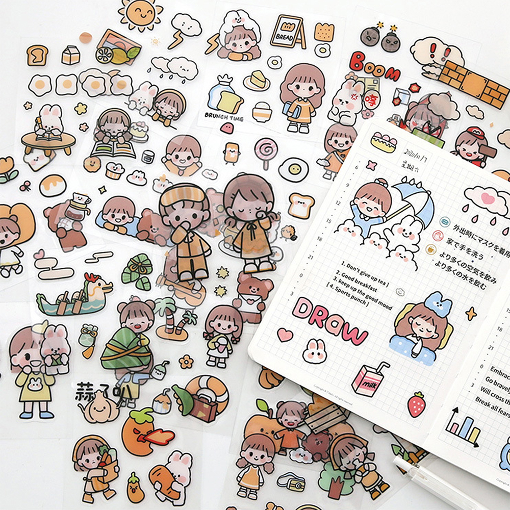 Picture of 100Pcs Stickers Anime Figure Pattern Decorative PET Cartoon Character Decals for Scrapbook
