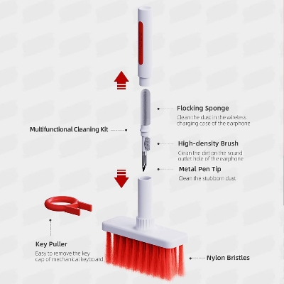 Picture of 5-in-1 Keyboard Cleaning Brush Computer Earphone Cleaning tools Keyboard Cleaner Key Cap Puller kit