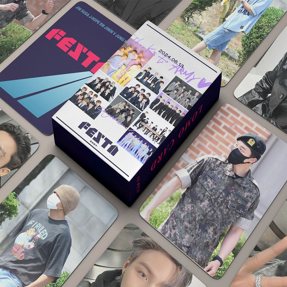 Picture of BTS Bangtan Boys 2023 FESTA 10th Anniversary Lomo Cards 55PCS High Quality HD Photo Album Card Postcard Korean Photocards