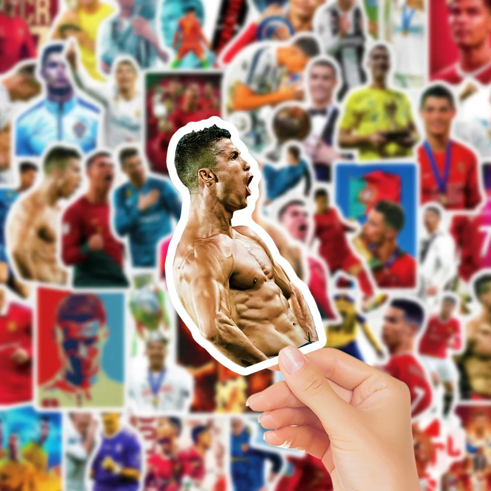 Picture of 50Pcs Set Cristiano Ronaldo Pattern Stickers PVC Luggage Laptop Guitar Decals Collection Gift Wall Decoration