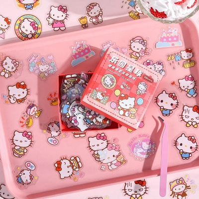 Picture of 100PCS/Box Sanrio Kawaii Stickers Mymelody Kuromi Cute Anime Cartoon Decoration Stationery DIY Decoration Stickers Children Toys Gifts