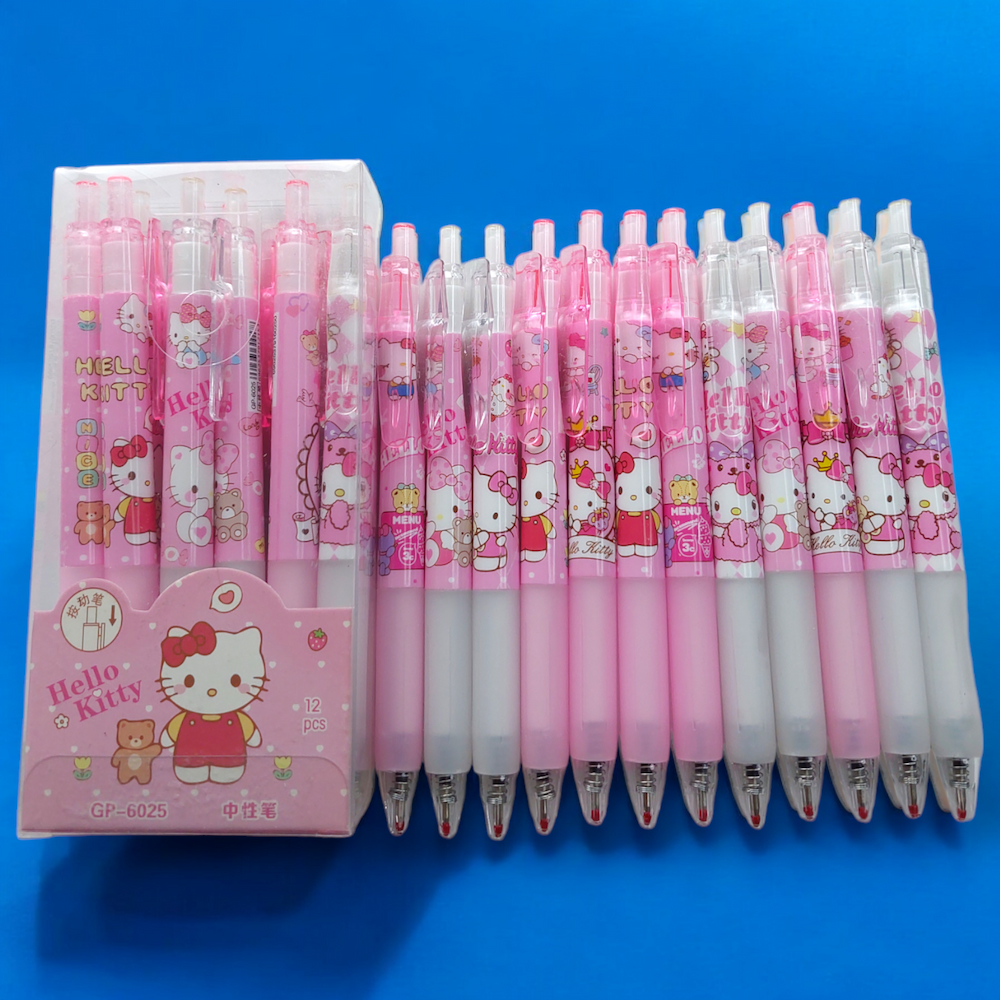 Picture of 12PCS/6PCS Set Cute Cartoon Hello Kitty Pen Student Stationery Gifts Black Ball Point Pens