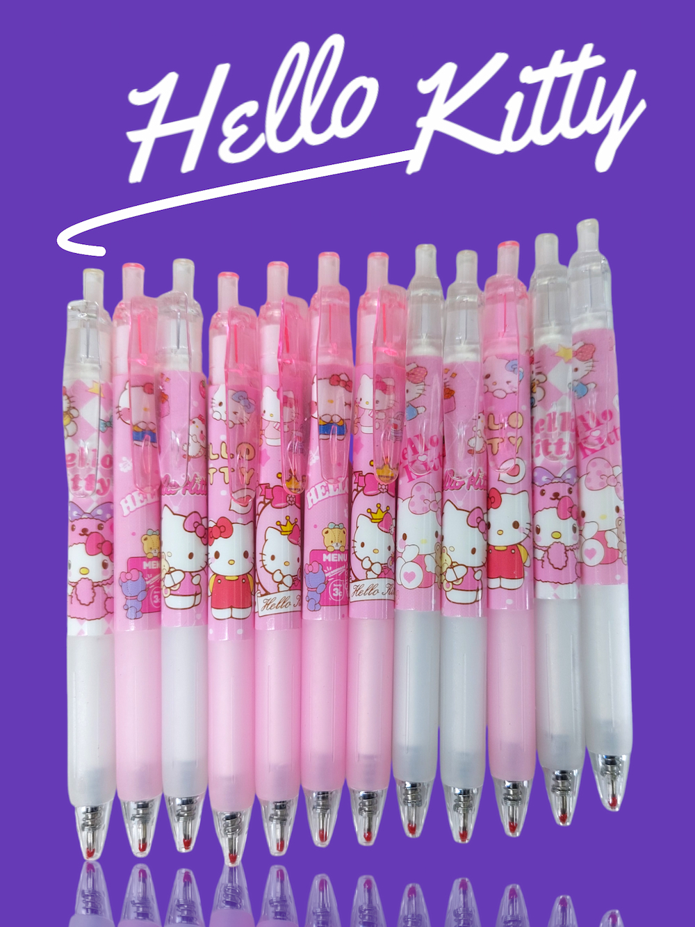 Picture of 12PCS/6PCS Set Cute Cartoon Hello Kitty Pen Student Stationery Gifts Black Ball Point Pens