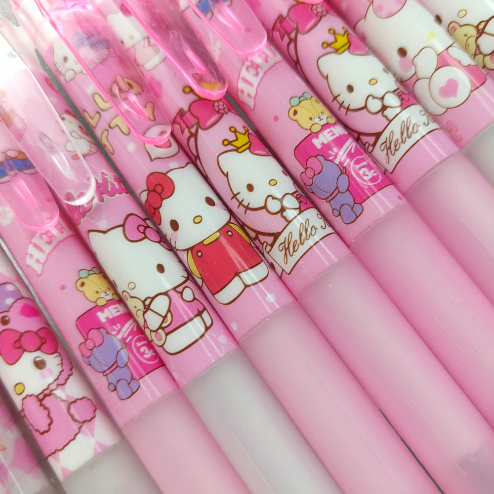 Picture of 12PCS/6PCS Set Cute Cartoon Hello Kitty Pen Student Stationery Gifts Black Ball Point Pens