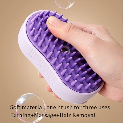 Picture of 3-in-1 Dog Hair Brush Cat Hair Brush Electric Rechargeable Pet Cleaning Brush Steam Spray Brush Massage Hair Removal Comb Anti Flying Brush