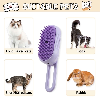 Picture of 3-in-1 Dog Hair Brush Cat Hair Brush Electric Rechargeable Pet Cleaning Brush Steam Spray Brush Massage Hair Removal Comb Anti Flying Brush