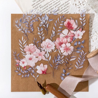 Picture of 40PCS Dense Series Leaves PET Waterproof Stickers Album Diary Journal Decorative Crafts Scrapbooking DIY Sticker