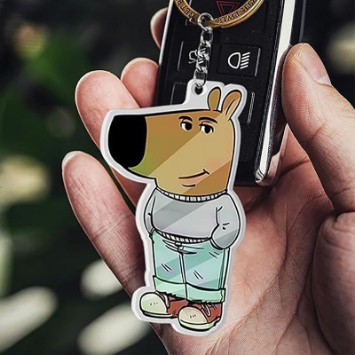 Picture of Funny Just A Chill Guy Girls Dog Meme Keychains Keyring for Accessories Bag Key Chain Ring Jewelry Cool Holidays Gifts