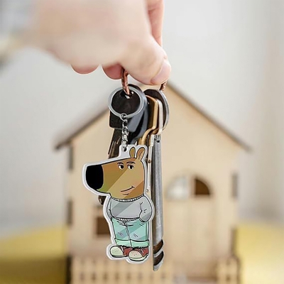 Picture of Funny Just A Chill Guy Girls Dog Meme Keychains Keyring for Accessories Bag Key Chain Ring Jewelry Cool Holidays Gifts