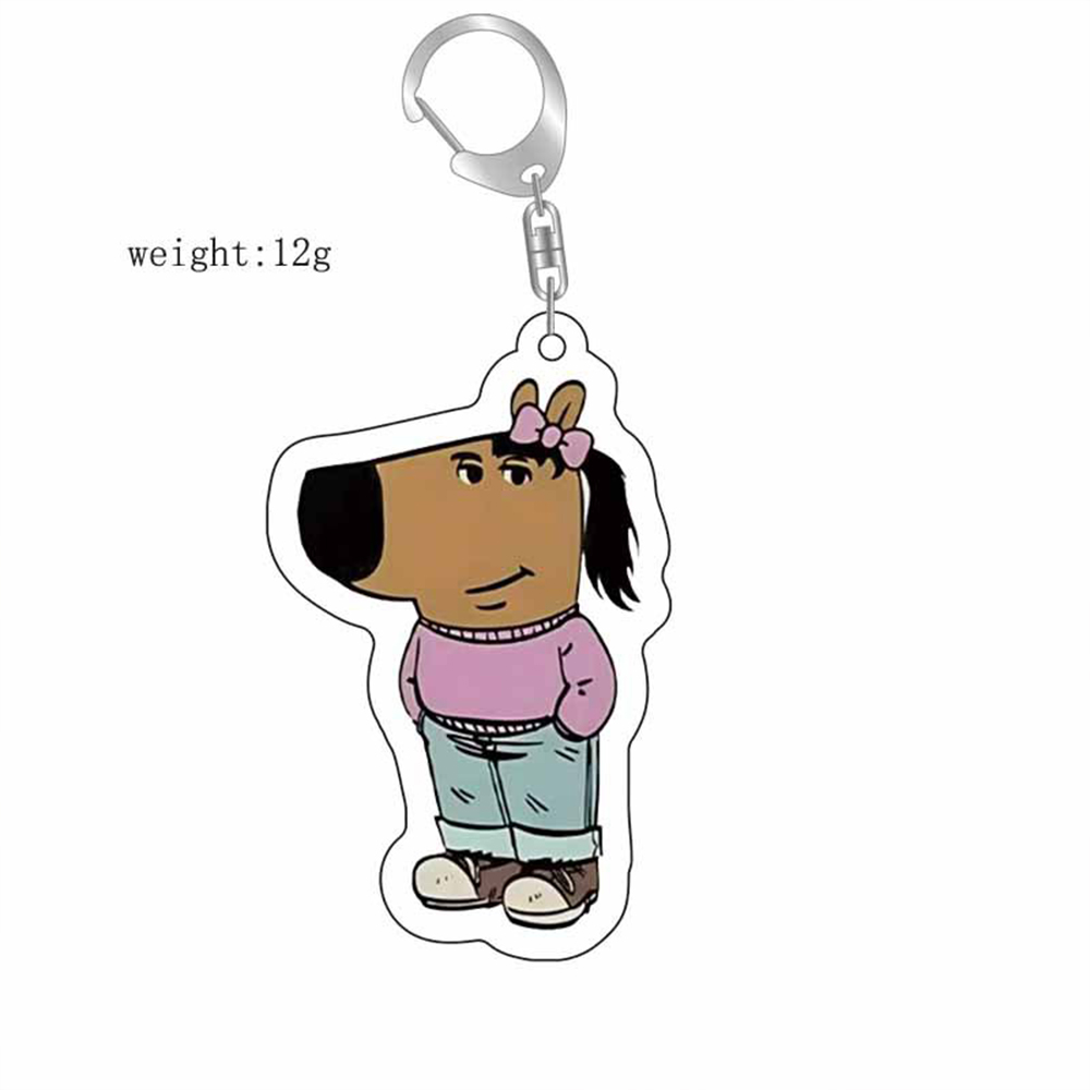 Picture of Funny Just A Chill Guy Girls Dog Meme Keychains Keyring for Accessories Bag Key Chain Ring Jewelry Cool Holidays Gifts
