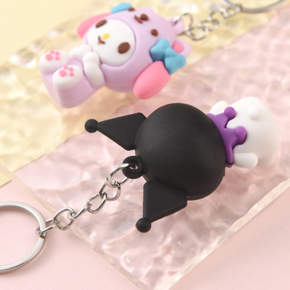 Picture of Creative Rubbe Keychain/Popular Cartoon KT Series Kuromi Cinnamoroll My Melody Hello Kitty Car Pendant Decoration For Bags/Key Rings Accessories