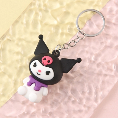 Picture of Creative Rubbe Keychain/Popular Cartoon KT Series Kuromi Cinnamoroll My Melody Hello Kitty Car Pendant Decoration For Bags/Key Rings Accessories