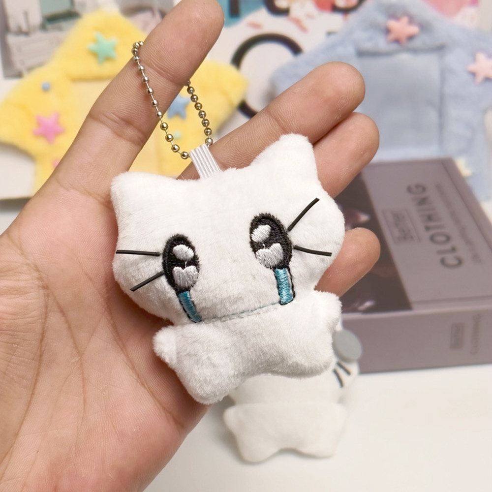 Picture of Kawaii Plush Cat Keychains Creative Embroidered Pendant School bag Keyrings Backpacks Decoration Gift For Friends