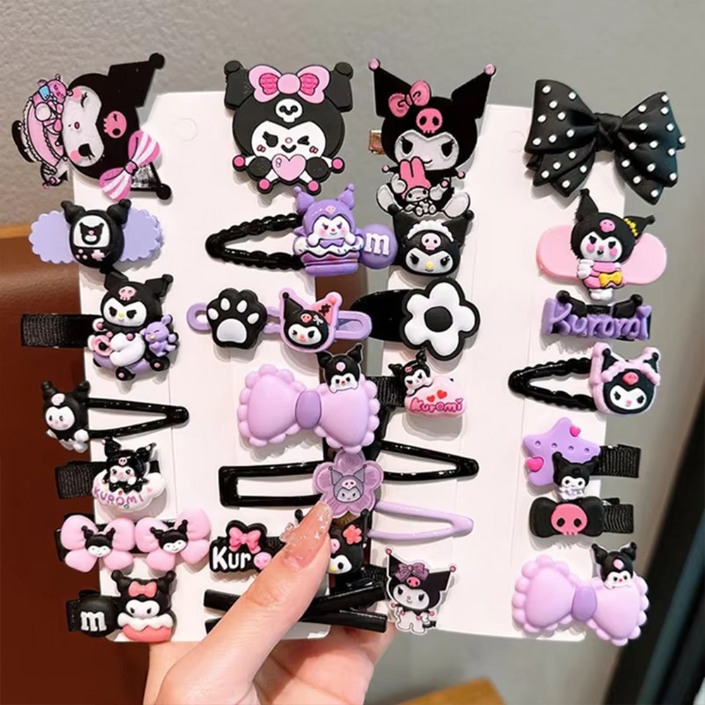 Picture of 14Pcs Kuromi Hair Clip Baby Girl Kawaii Set for Children Hair Sanrio Accessories