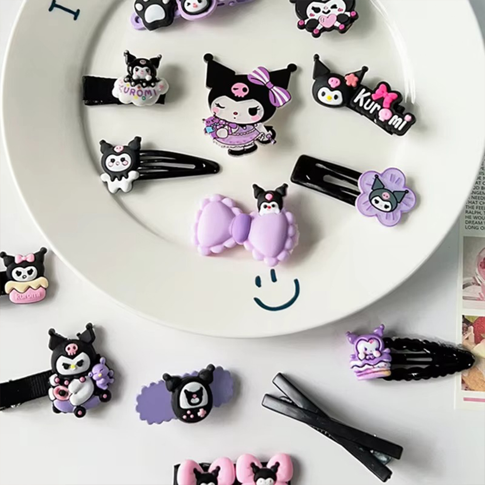 Picture of 14Pcs Kuromi Hair Clip Baby Girl Kawaii Set for Children Hair Sanrio Accessories