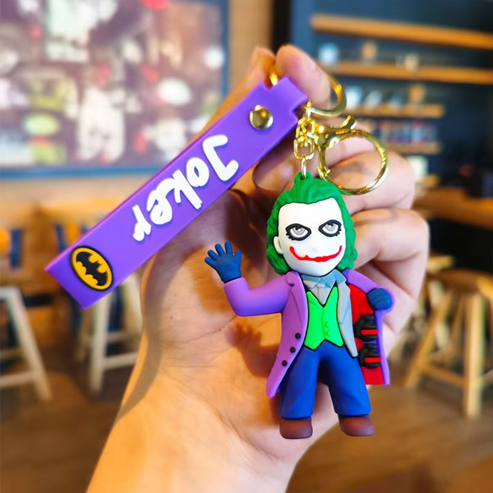 Picture of Joker Batman Catwoman Keychain Cute Doll Pendant Fashion Props Figure Keyring Super Hero Action Figures Men Women Bag Pendant