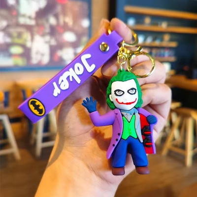 Picture of Joker Batman Catwoman Keychain Cute Doll Pendant Fashion Props Figure Keyring Super Hero Action Figures Men Women Bag Pendant