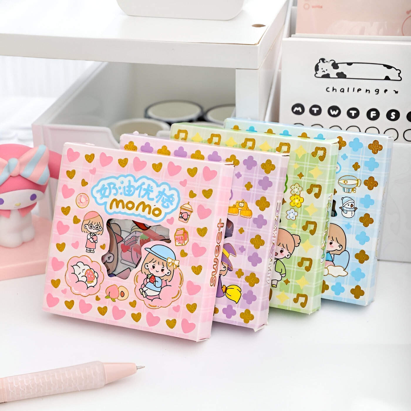 Picture of 100PCS/SET Stickers Gift Momo Cute Cartoon Ins Girl Material Diary Decorative Stickers Kawaii Planner Stickers