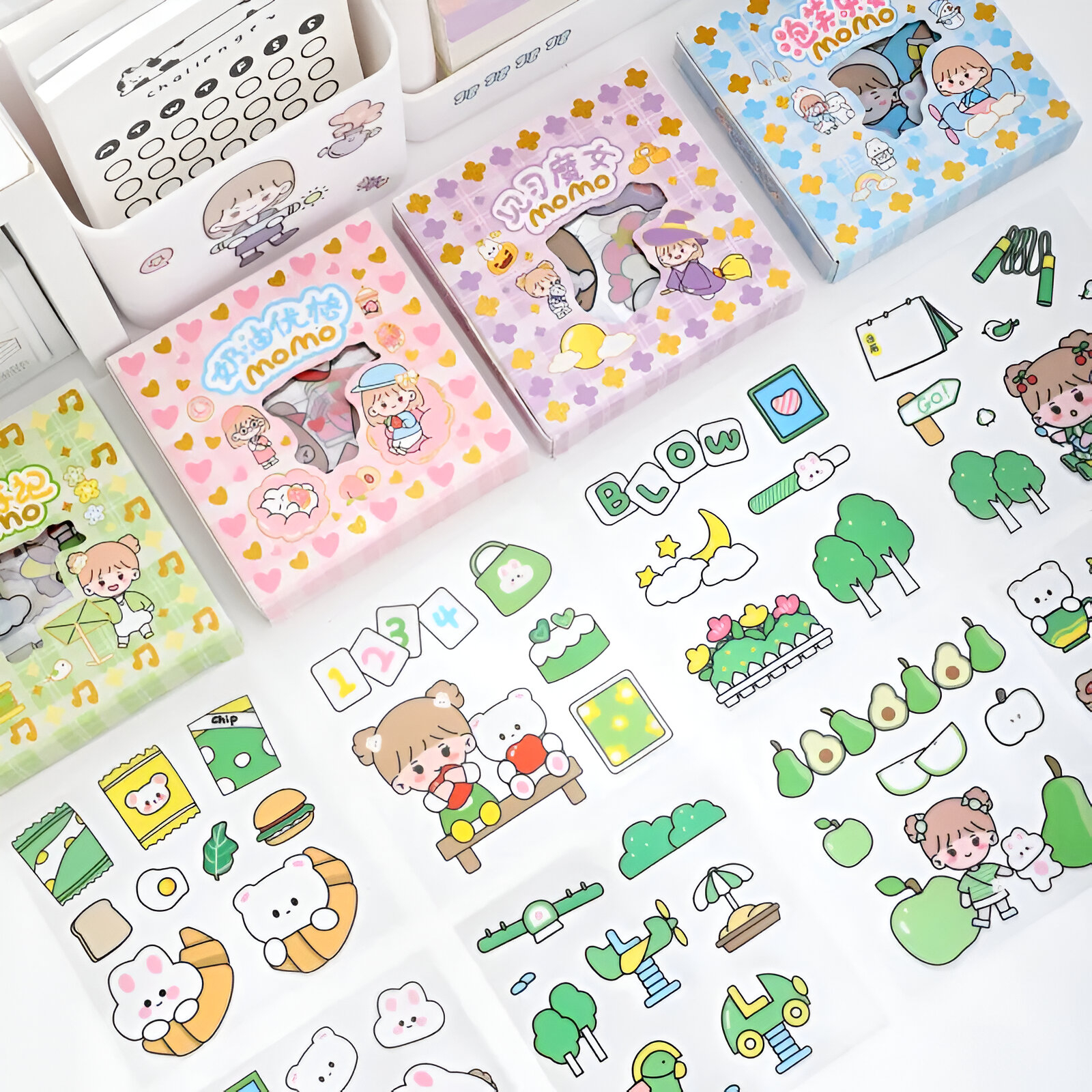 Picture of 100PCS/SET Stickers Gift Momo Cute Cartoon Ins Girl Material Diary Decorative Stickers Kawaii Planner Stickers