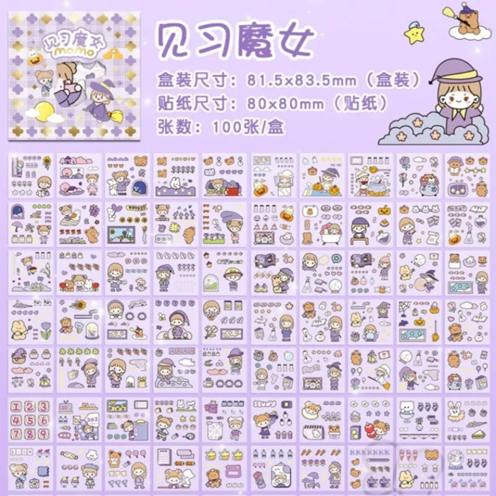 Picture of 100PCS/SET Stickers Gift Momo Cute Cartoon Ins Girl Material Diary Decorative Stickers Kawaii Planner Stickers