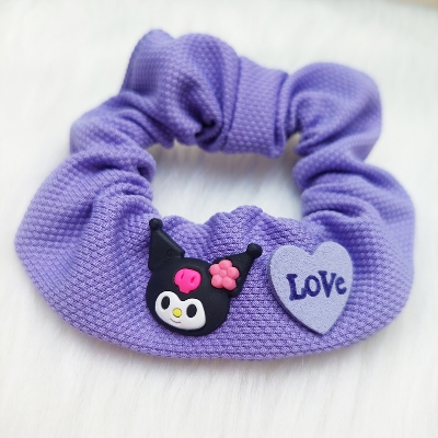 Picture of Sanrio Girls Hair Bands Cute Cartoon Kuromi Hair Rope Kawaii Elastic Headband Hair Accessories Ponytail Holder Holiday Gift