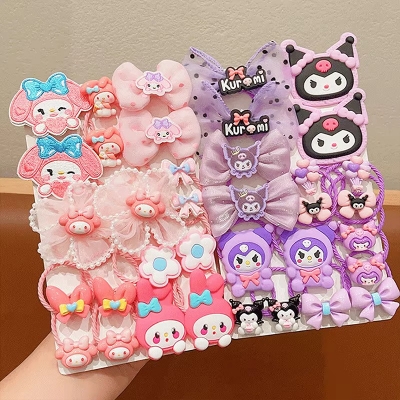Picture of 18PCS Hair Clip Set Kuromi Hello Kitty Cinnamonroll Melody Kawaii Baby Girl Sanrio Cute Hair Accessories for Kids