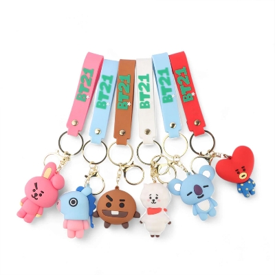 Picture of Cute BT21 Cartoon Fashion Keychains Bag Charm Strap TinyTAN Accessories Pendant Jewelry Birthday Gift