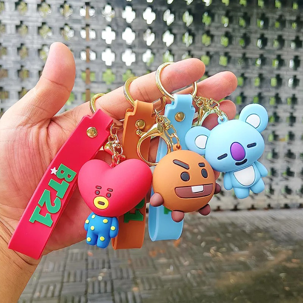 Picture of Cute BT21 Cartoon Fashion Keychains Bag Charm Strap TinyTAN Accessories Pendant Jewelry Birthday Gift