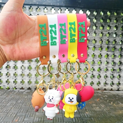 Picture of Cute BT21 Cartoon Fashion Keychains Bag Charm Strap TinyTAN Accessories Pendant Jewelry Birthday Gift
