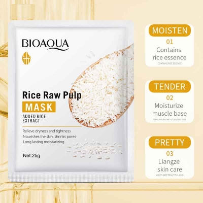 Picture of BIOAQUA Rice Seed Pilp Hydrating & Moisturizing FacialSheet Mask- 25g