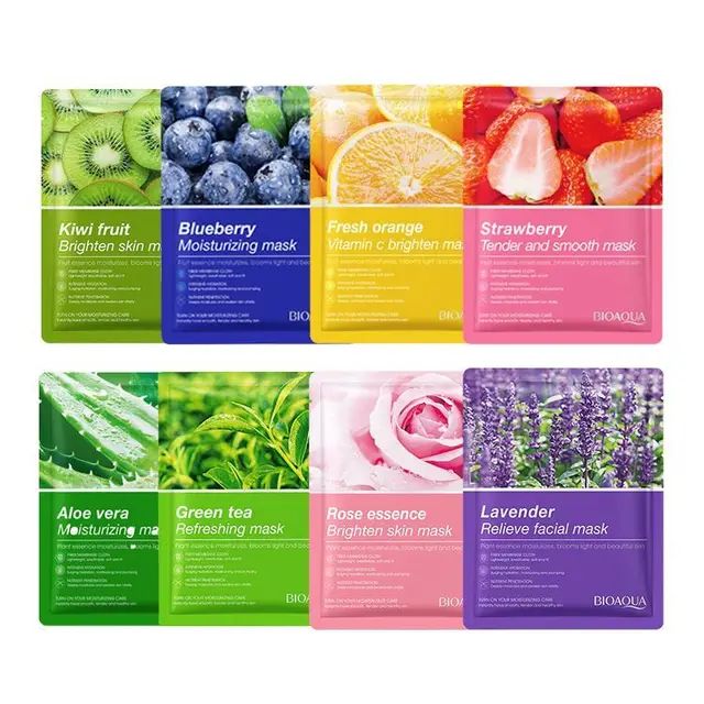 Picture of BIOAQUA 8 Piece/Set Plant Fruit Mask Hydrating Moisturizing Skin Color Skin Facial -25 G/Each.