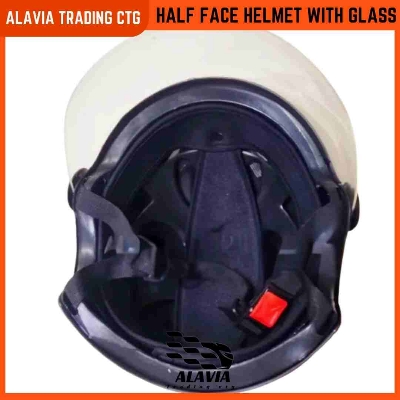 Grey Half Face Helmet – Cap Style Bike Helmet with Sun Protection Glass | Stylish Open Face Helmet for Men & Women – Durable ABS Build 