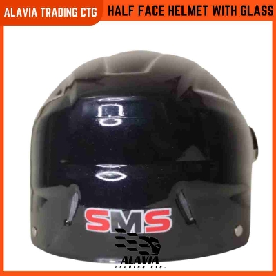 Black Half Face Helmet – Cap Style Bike Helmet with Sun Protection Glass | Stylish Open Face Helmet for Men & Women – Durable ABS Build 