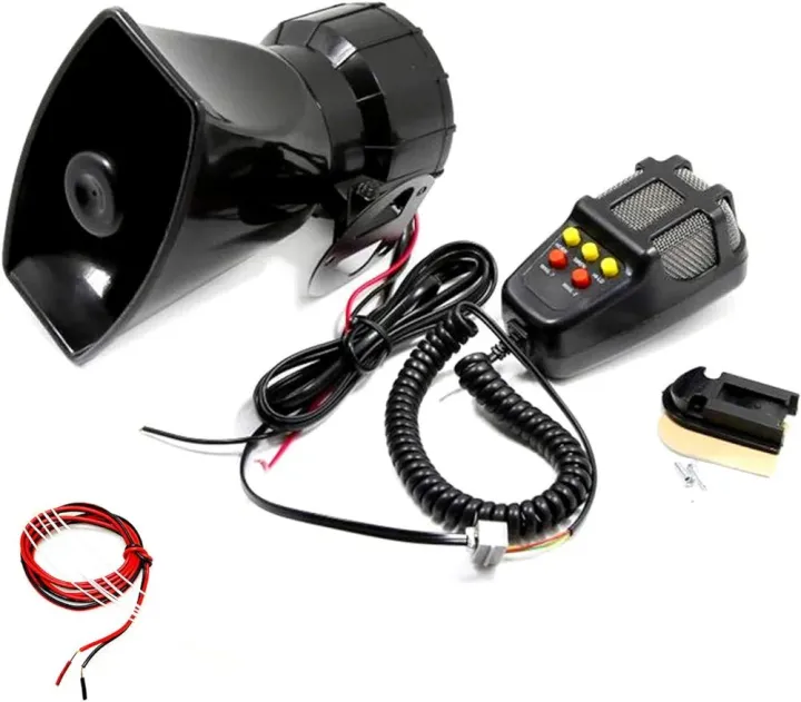 Picture of Car Horn Car Siren Horn Car Siren Speaker Vehicle Horn with Mic PA System Emergency Sound Amplifier Car Siren Loud Electric Horn Sound for any 12V Police Car Truck Lorry Boat SUV ectq