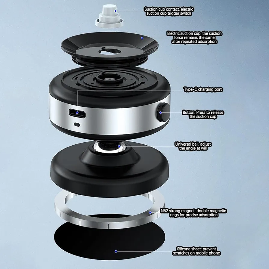 Picture of Electric Vacuum Magnetic Suction Car Phone Mount, 2024 New Upgraded Version Magnetic Vacuum Adsorption Mobile Phone Holder