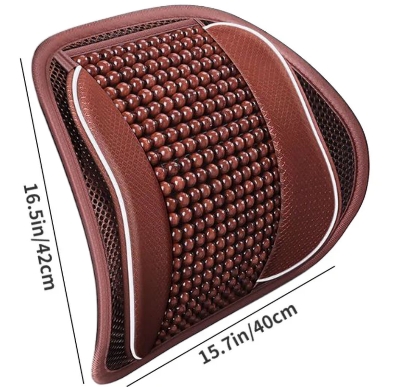 Picture of For Office Chair Car Seat Wooden Bead Back Support Cushion Lumbar Support Pillow Black With Red Line