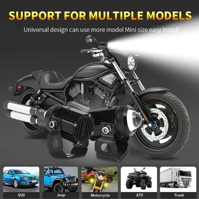Picture of 2Pcs Motorcycle Spotlight Mini Driving Light Yellow + White Hi-Lo Beam Led Motorcycle Spot Lights LED Car Spotlights