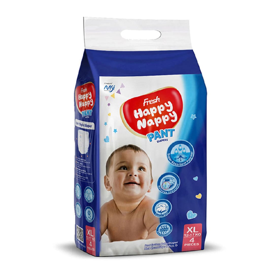 Buy  Fresh Happy Nappy Pant Diaper 12- 17 KG (XL Size) 4 Pcs Mini Pack  at best price in Bangladesh