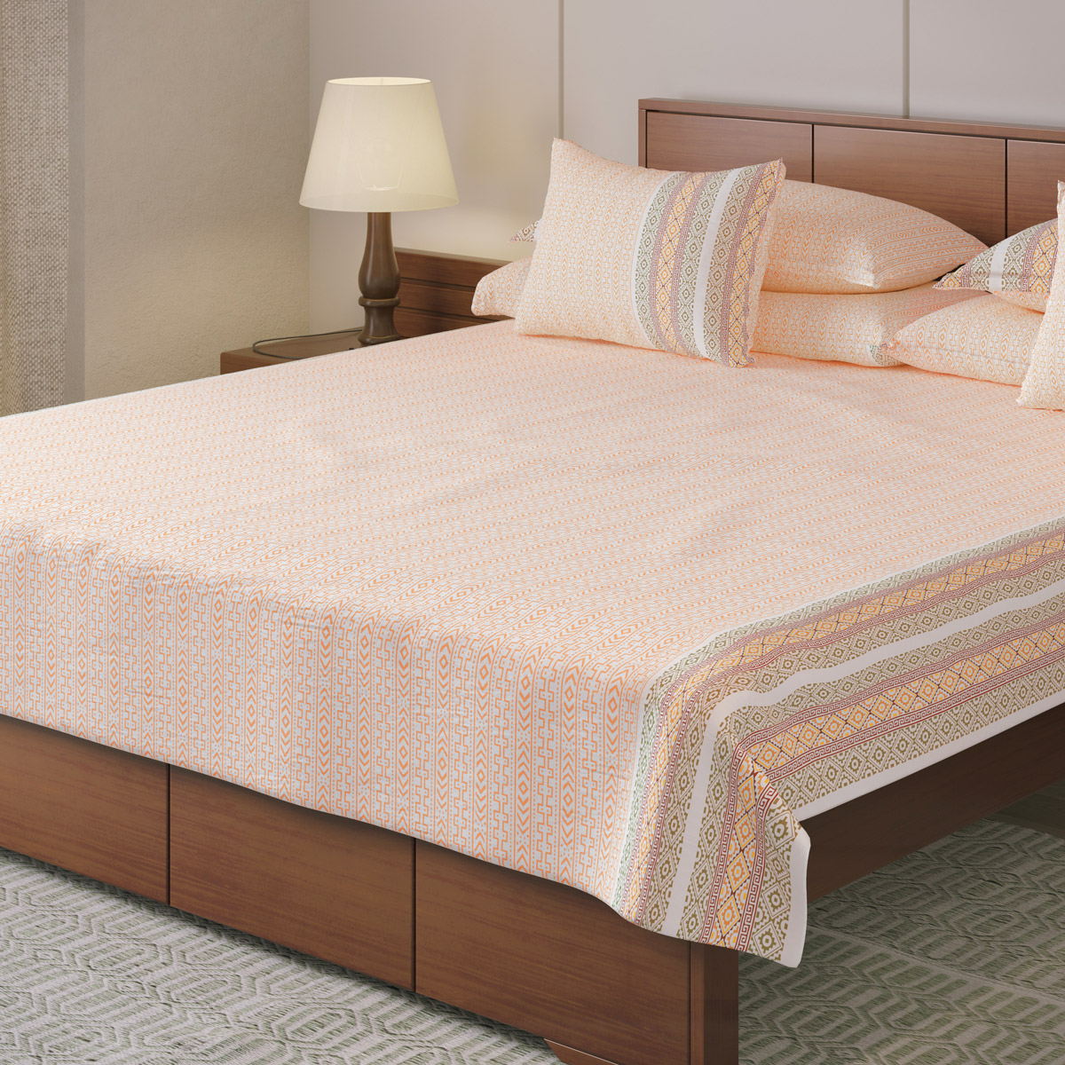 Picture of Regal Bed Sheet-307 (Jamdani-Orange)