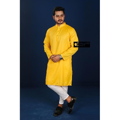 Picture of Stylish And Fashionable Peyaj Cotton Panjabi For Men - Panjabi 
