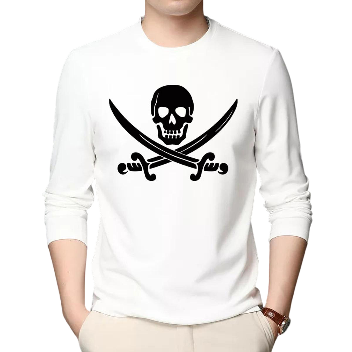 Picture of Poly Cotton Men'S T-Shirt Long Sleeved T Shirt Men Pure Color Casual Mens Long Sleeve Tshirt For Male - T-Shirt - T Shirt For Man - T Shirt For Man