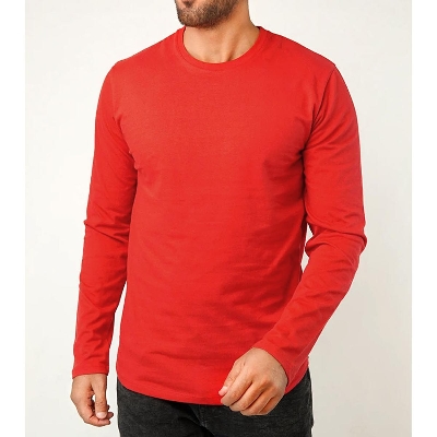 Picture of Solid Color Long Sleeve Comfortable Jersey Fashionable T-shirt for All Season Style - Versatile Choice