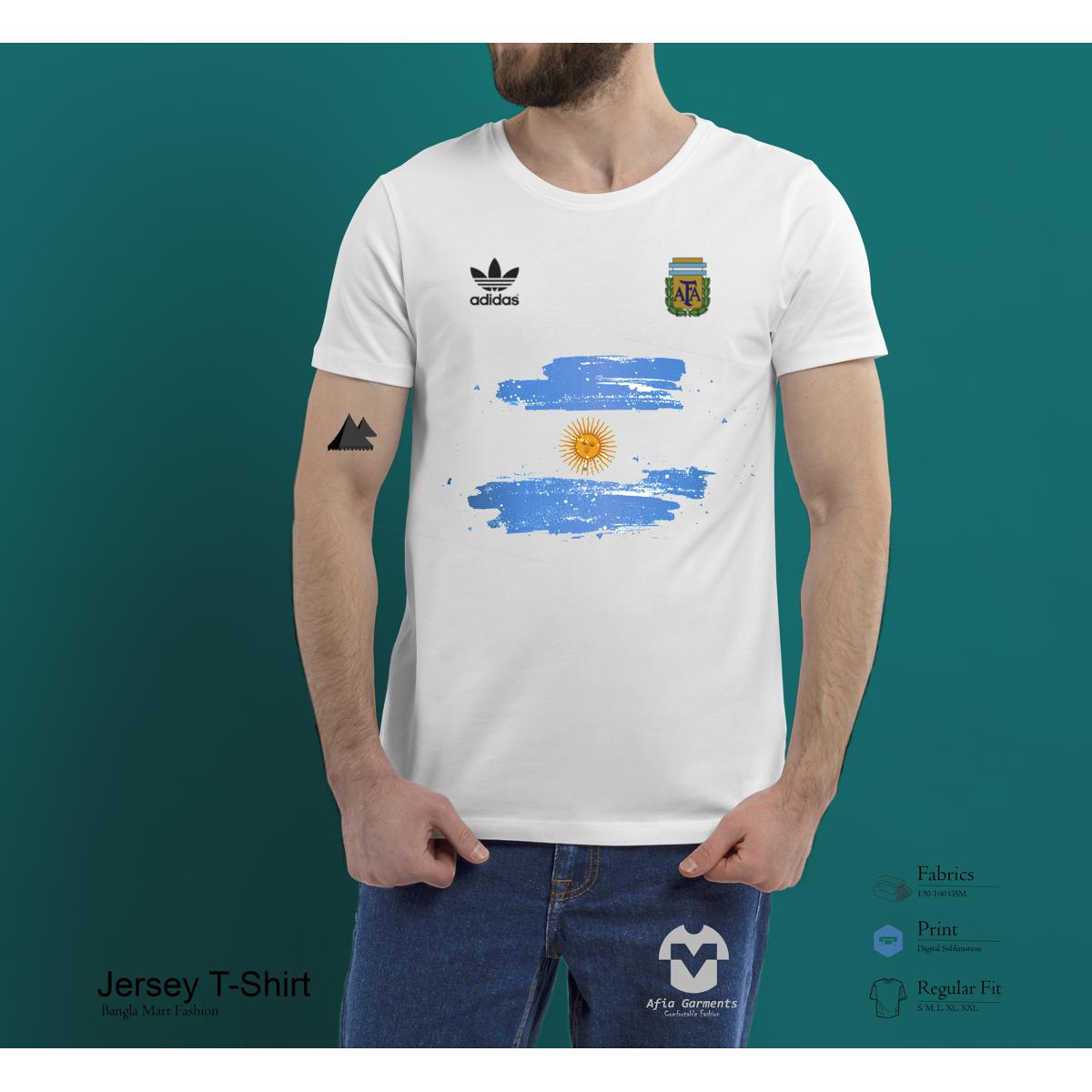Picture of Half Sleeve Round Neck Tshirt With Argentina Flag & Argentina Football Logo