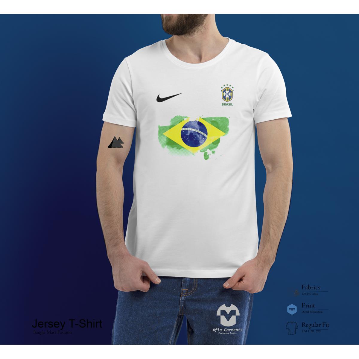 Picture of TShirt Sleeve Comfortable Jersey Fabrics Tshirt With Brazilian Flag & Football Logo
