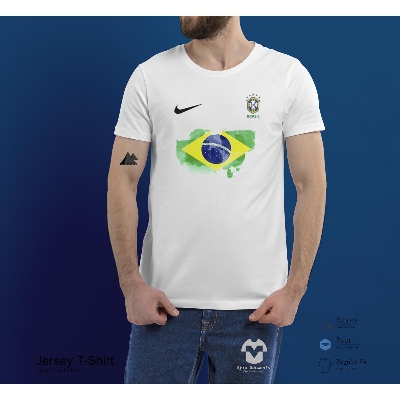 Picture of TShirt Sleeve Comfortable Jersey Fabrics Tshirt With Brazilian Flag & Football Logo